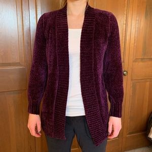 Purple cardigan from the Loft